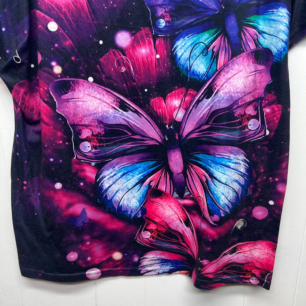 Butterfly Print Women's Short Sleeve Top Size XL Short Sleeve Art to Wear - Picture 7 of 9